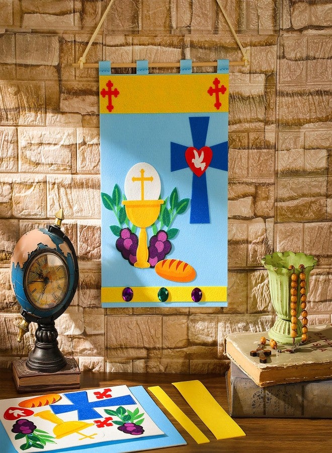 Mindsoft 12 Set First Communion Banner Craft Kit Felt Holy 1st Communion Banner Church and Sunday School Crafts for Kids DIY Craft Supplies Decor, 9 x 12 Inches (Classic Style) - Image 4