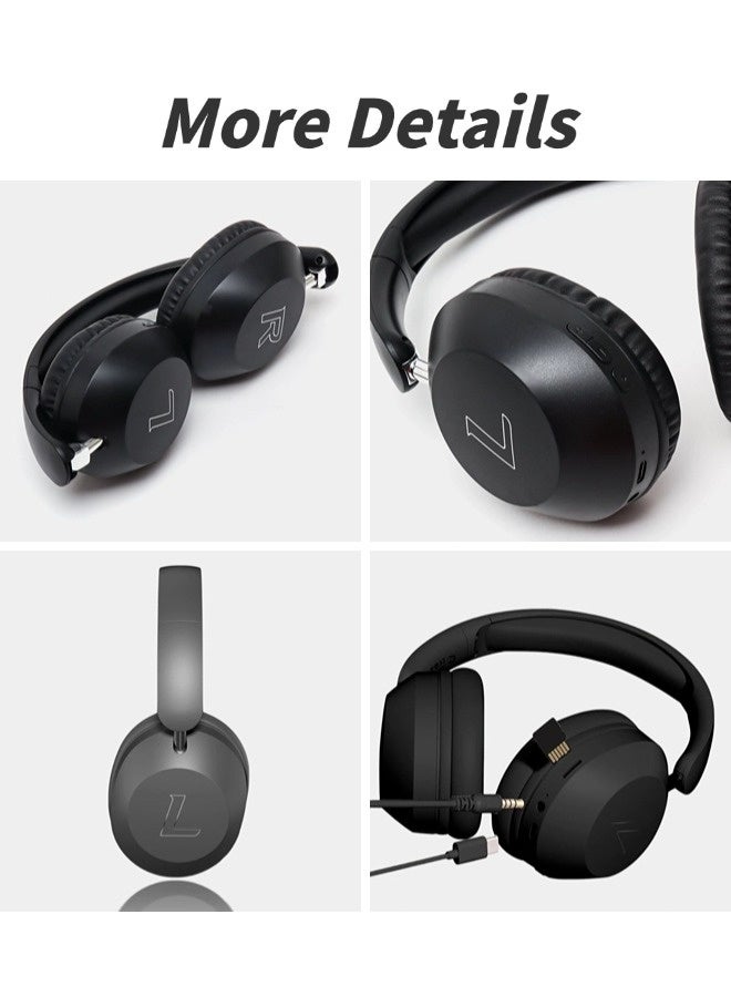 ShebSheb Bluetooth Headphones Over Ear, Long-lasting Battery Life Wireless Headphones with Microphone, Foldable Lightweight Headset, High-Definition Sound, HiFi Stereo Sound, Low Latency for Outdoor, Office, Cellphone, PC, etc. - Image 4