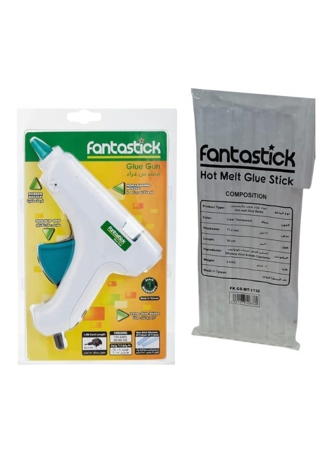 Fantastick Fantastic Professional Glue Gun, 60W, for Large Glue Sticks & Fantastick Transparent Hot Melt Glue Sticks for Big Glue Gun, 500 Gram Bundle - Image 1