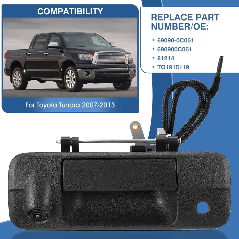 ACAUTO Tailgate Handle Backup Camera Fit for Toyota Tundra 2007-2013 Classic Tailgate Reversing Rear View Park Assist Camera RCA Plug Replaces 69090-0C051 86790-34011 86790-34030 - Image 2