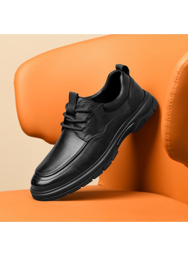 Septwolves Top Grain Leather】men's Business Casual Shoes Low Top Soft Sole Textured Leather Shoes Versatile Comfortable Derby Shoes - Image 3