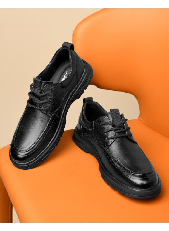 Septwolves Top Grain Leather】men's Business Casual Shoes Low Top Soft Sole Textured Leather Shoes Versatile Comfortable Derby Shoes - Image 1