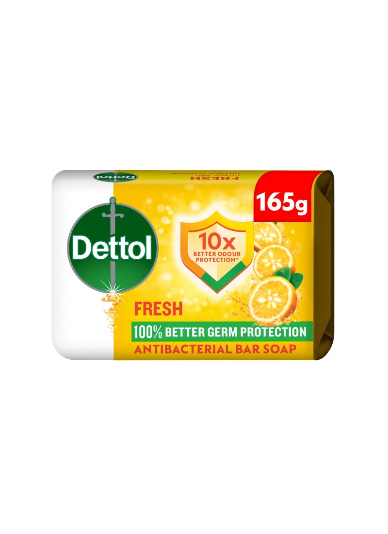 Dettol Fresh Anti-Bacterial Bathing Soap Bar, Citrus And Orange Blossom Fragrance 165grams - Image 1