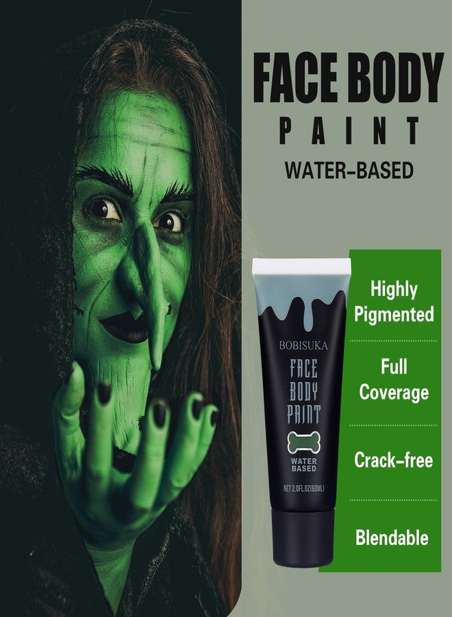 BOBISUKA Green Face Body Paint, Water Based Face Painting for Art Theater Halloween Party Cosplay Clown SFX Makeup for Women Adults, Non-Toxic Washable - Image 4