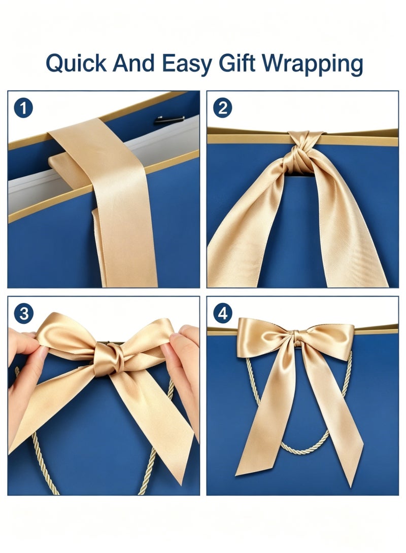 Hirospace 2PCS Blue Large Gift Bags with Handles, Paper Present Bags Including Ribbon, Greeting Cards and Tissue Paper, Party Favor Bags for Birthday Wedding Party Supplies (32*25*11cm) - Image 5