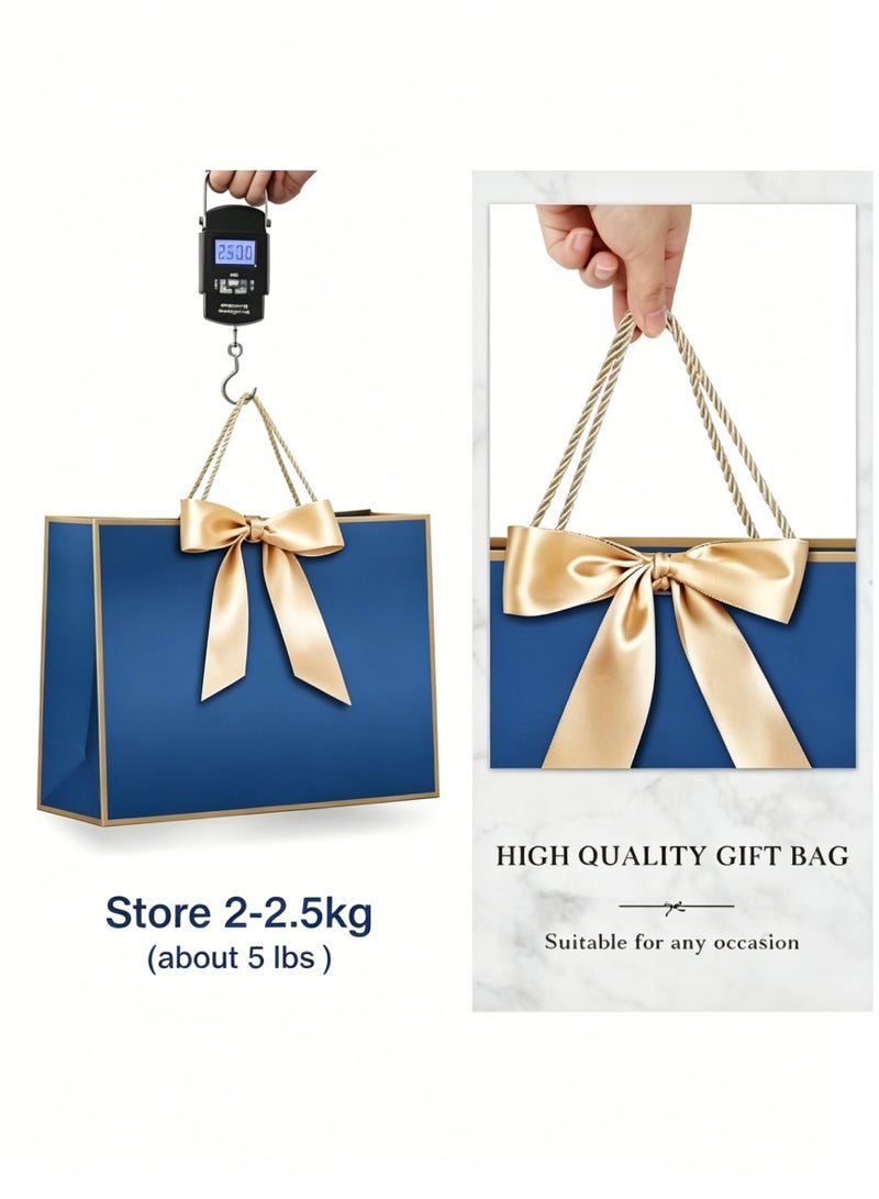 Hirospace 2PCS Blue Large Gift Bags with Handles, Paper Present Bags Including Ribbon, Greeting Cards and Tissue Paper, Party Favor Bags for Birthday Wedding Party Supplies (32*25*11cm) - Image 4