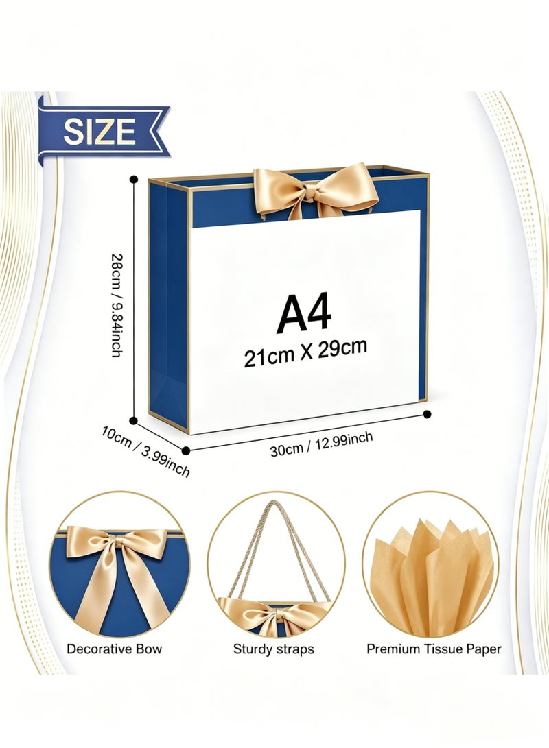 Hirospace 2PCS Blue Large Gift Bags with Handles, Paper Present Bags Including Ribbon, Greeting Cards and Tissue Paper, Party Favor Bags for Birthday Wedding Party Supplies (32*25*11cm) - Image 2
