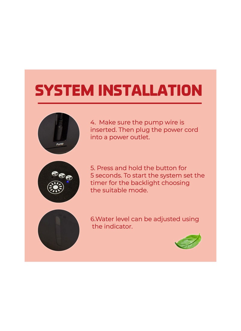 WMC TOOLS - WMC TOOLS LED Light Hydroponic System for Home with Phytolamp (82 LED Grow Light, 15W, 6 Cells) with Circulation System and Water Level Indicator, 3 Lighting Modes for Plants in Potting Soil - Image 1