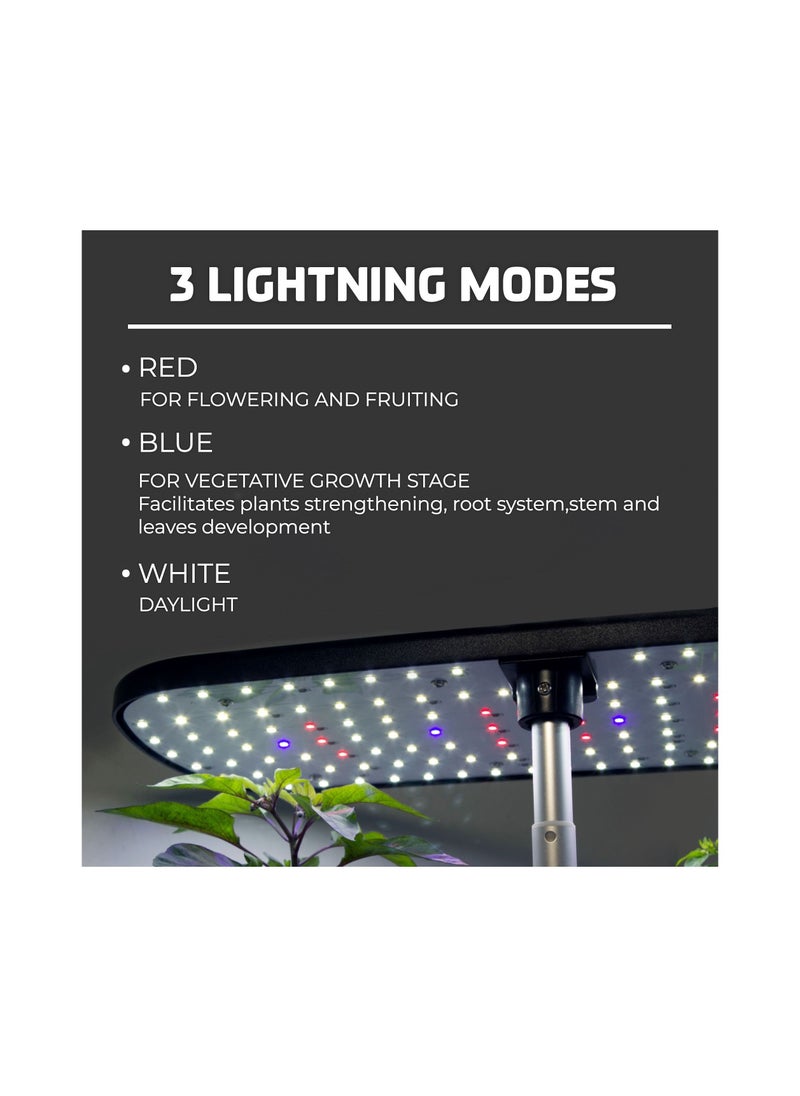 WMC TOOLS - WMC TOOLS LED Light Hydroponic System for Home with Phytolamp (82 LED Grow Light, 15W, 6 Cells) with Circulation System and Water Level Indicator, 3 Lighting Modes for Plants in Potting Soil - Image 1