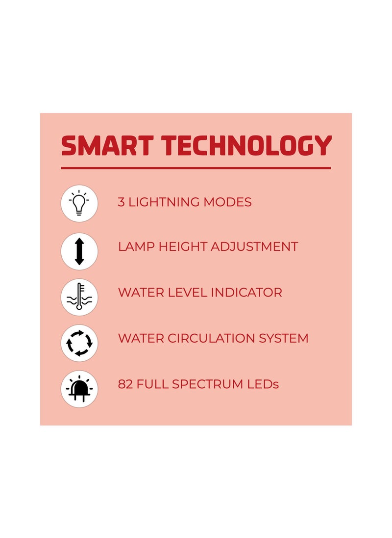 WMC TOOLS - WMC TOOLS LED Light Hydroponic System for Home with Phytolamp (82 LED Grow Light, 15W, 6 Cells) with Circulation System and Water Level Indicator, 3 Lighting Modes for Plants in Potting Soil - Image 1