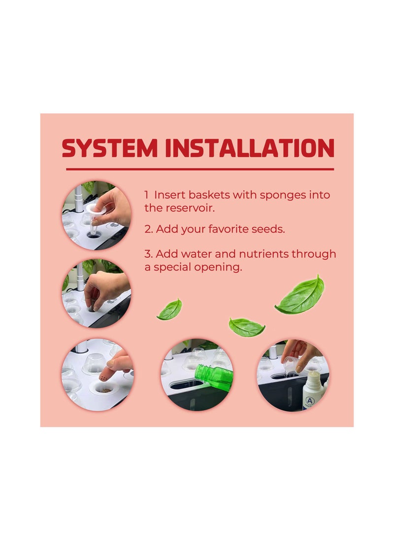 WMC TOOLS - WMC TOOLS LED Light Hydroponic System for Home with Phytolamp (82 LED Grow Light, 15W, 6 Cells) with Circulation System and Water Level Indicator, 3 Lighting Modes for Plants in Potting Soil - Image 1