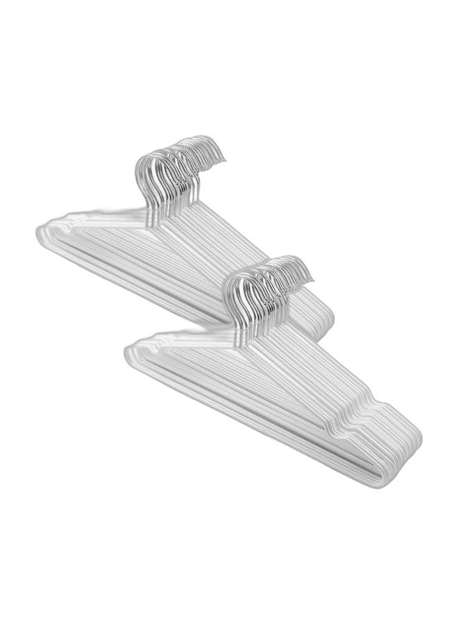 Noon East Pack of 2 - 20 Pack Metal Hangers Plastic Hangers, White Shirt Hangers for Clothes Space Saving Clothes Hangers Rubber Coat Hangers, Strong Anti-Slip Hangers Wire Hangers, 18.2x40.6cm - Image 1