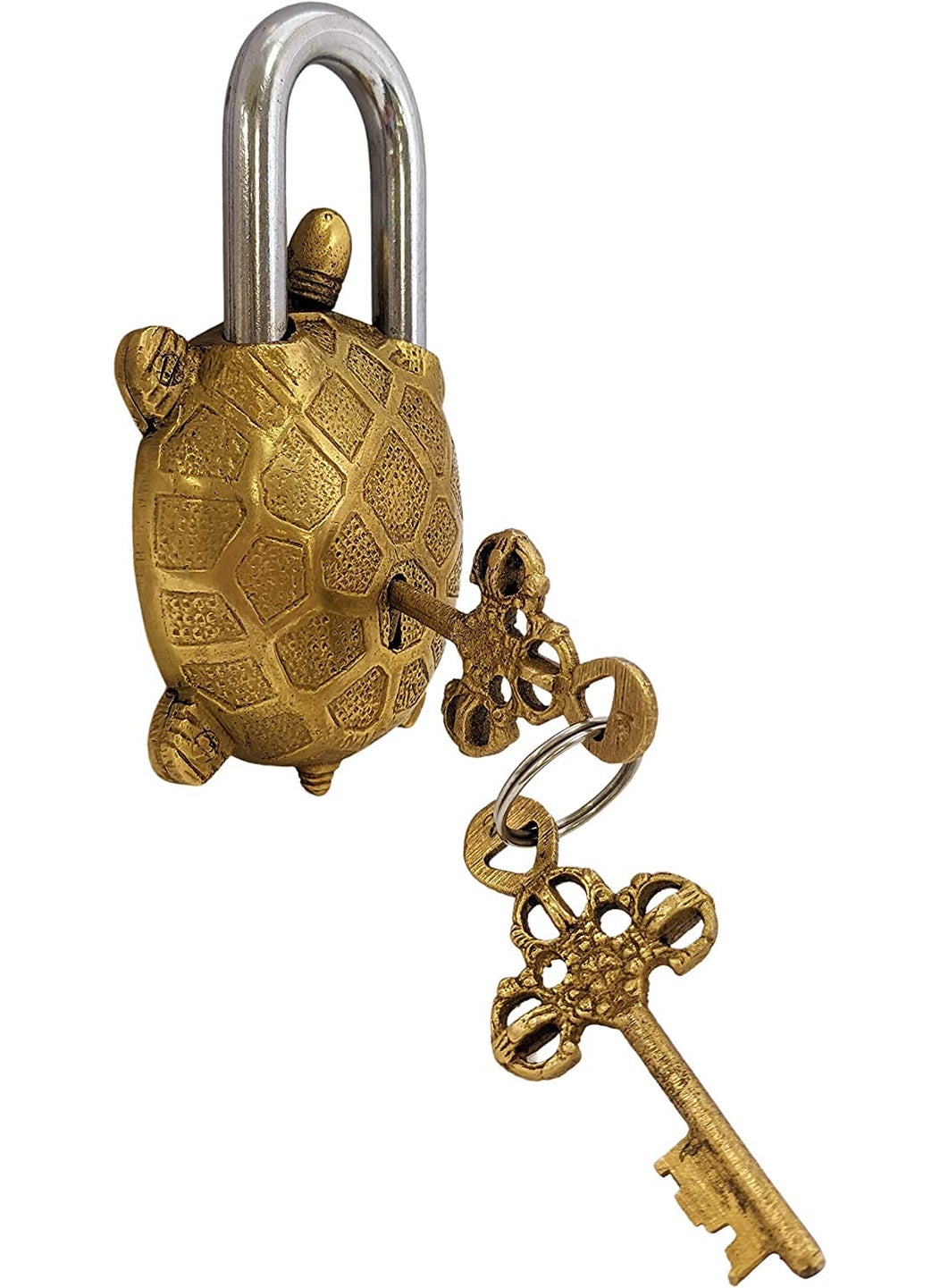 GURU JEE GURU JEE Solid Brass Turtle Padlock with 2 Keys Beautiful Fully Functional Lock Sturdy EyeCatching Detailed Design Gifts Showpiece  - Image 4