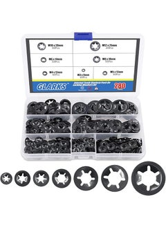 Glarks Glarks 280Pcs Internal Tooth Starlock Push On Locking Washers Speed Clips Fasteners Assortment Kit  - Image 1