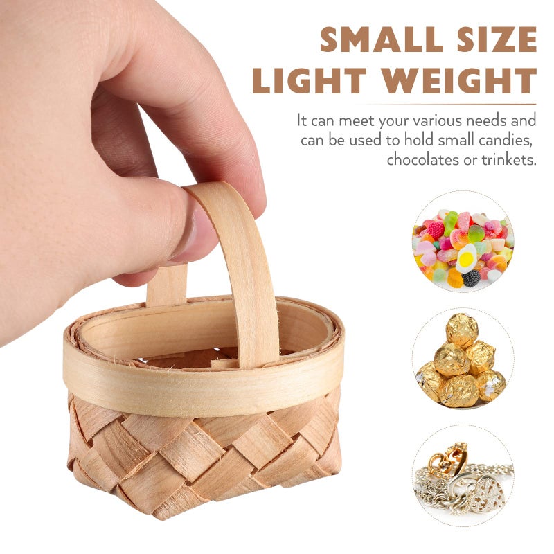 Cabilock 36pcs Mini Woven Baskets with Handles, Farmhouse Small Wood Wedding Candy Gift Storage Baskets for Wedding Party Favors Tree Hanging Ornaments Crafts - Image 3