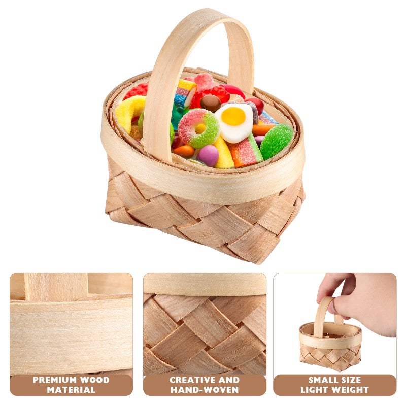 Cabilock 36pcs Mini Woven Baskets with Handles, Farmhouse Small Wood Wedding Candy Gift Storage Baskets for Wedding Party Favors Tree Hanging Ornaments Crafts - Image 5