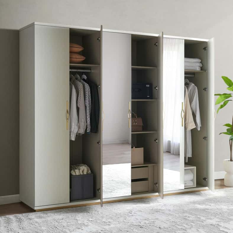 Pan Home MACY 6 DOOR WARDROBE - MATTE CREAM - Image 2