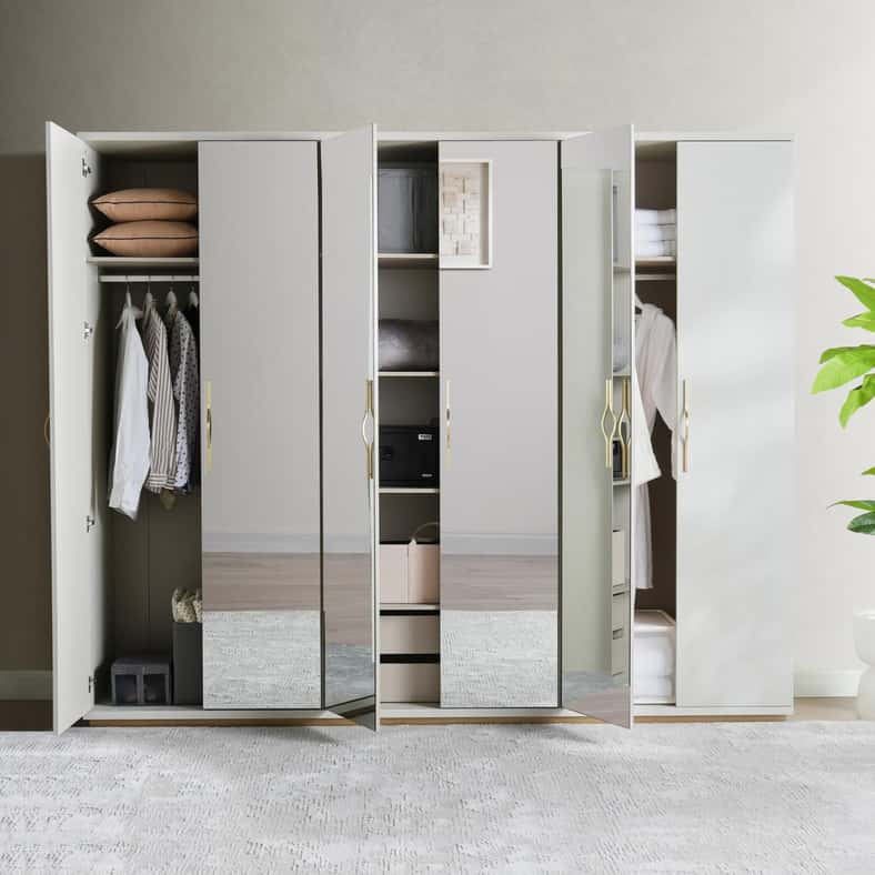 Pan Home MACY 6 DOOR WARDROBE - MATTE CREAM - Image 4