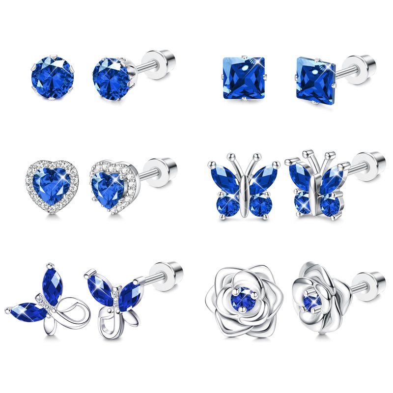THUNARAZ Hypoallergenic Screw Back Earrings for Girls Women Surgical Stainless Steel Stud Earrings for Sensitive Ears Cute Butterfly Flower Heart CZ Earring Kid Toddler Girls Jewelry Gift 9 - Image 1
