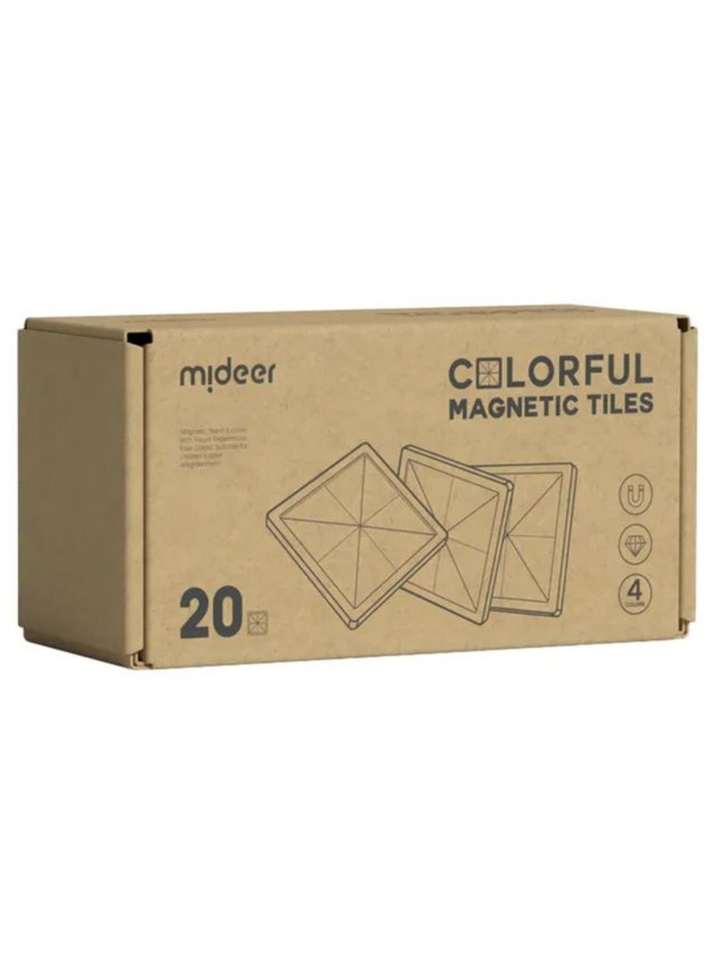 MiDeer Magnetic Tiles – Warm Colors – 20 Pcs Educational Building Blocks for Kids Ages 3+ – Large 75mm Tiles with Strong Magnets, Safe Rounded Edges, Translucent Design, Durable STEM Toy - Image 2