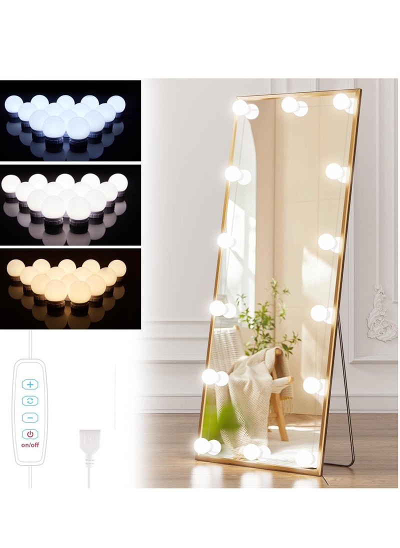 ماركة غير محددة اضاءة مرآة نجوم هوليود بتصميم عصري فاخر مكون من 14مصباح كروي 3 الوان LED   يمكنك تركيبه بنفسك، مجموعة مصابيح زينة لطاولة الزينة والحمام وغرفة النوم  المرآة غير متضمنة  - Image 1