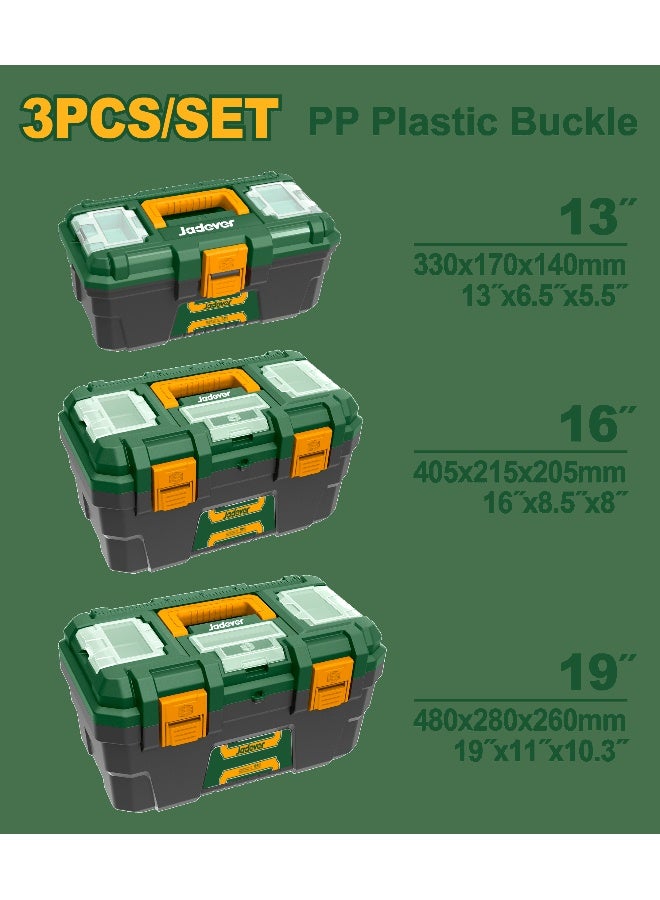 JADEVER 3 Pcs Plastic tool boxes set JDTB2103