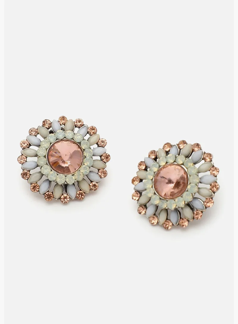 SOHI Gold Plated Designer Stone Stud