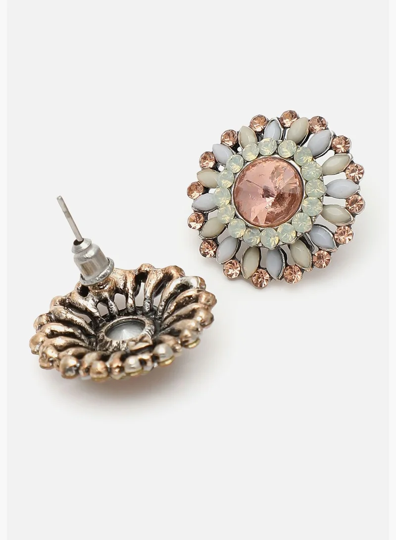 SOHI Gold Plated Designer Stone Stud