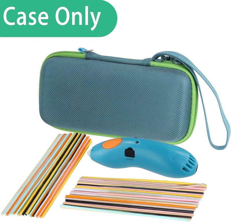Aenllosi Storage Case Compatible with 3Doodler Start+ Essentials (2024) 3D Pen,Holders for 3D Printing Filament Refill Pack and USB Cable (Only Case,Deep Green & Green Zipper) - Image 4