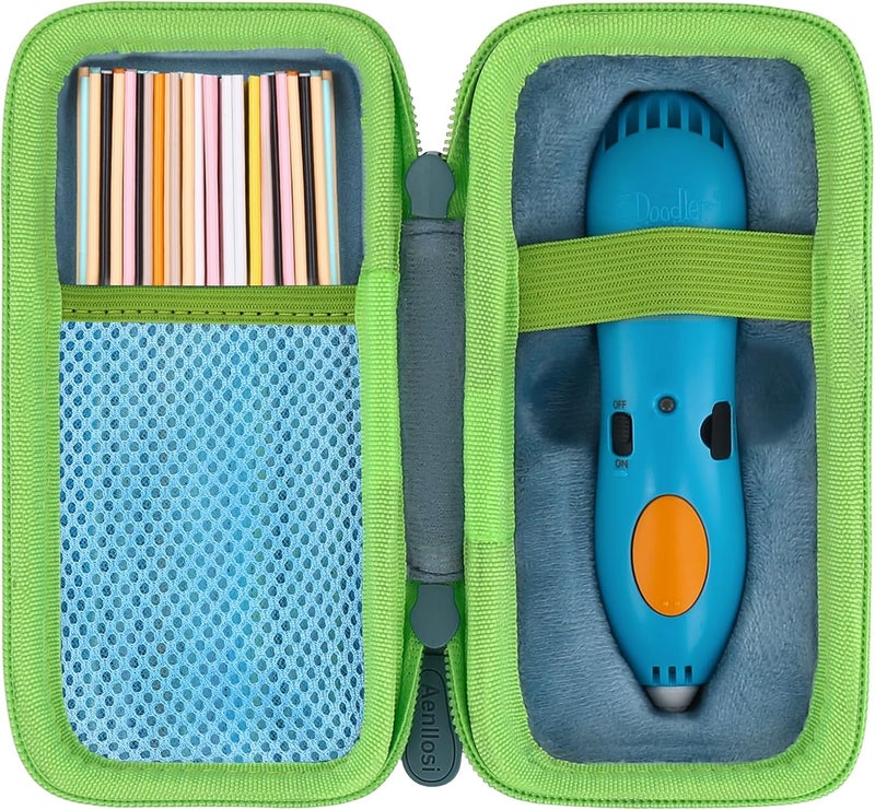 Aenllosi Storage Case Compatible with 3Doodler Start+ Essentials (2024) 3D Pen,Holders for 3D Printing Filament Refill Pack and USB Cable (Only Case,Deep Green & Green Zipper) - Image 1