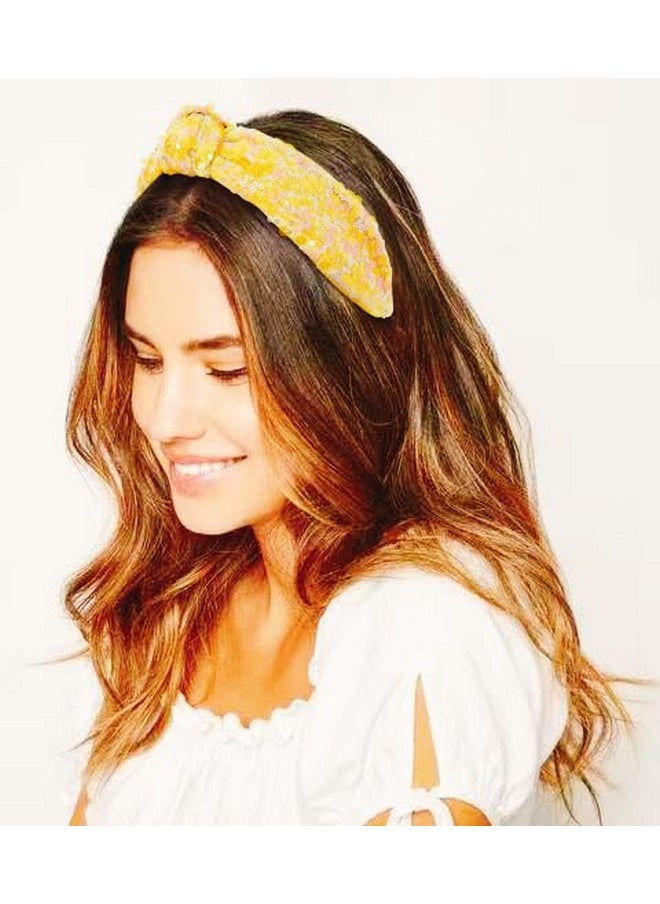 FEDANS - Glitter Knotted Headband Girls Gold Yellow Sequin Headband Sparkly Bling Cute Hair Band Party Fashion Hair Accessories - Image 1