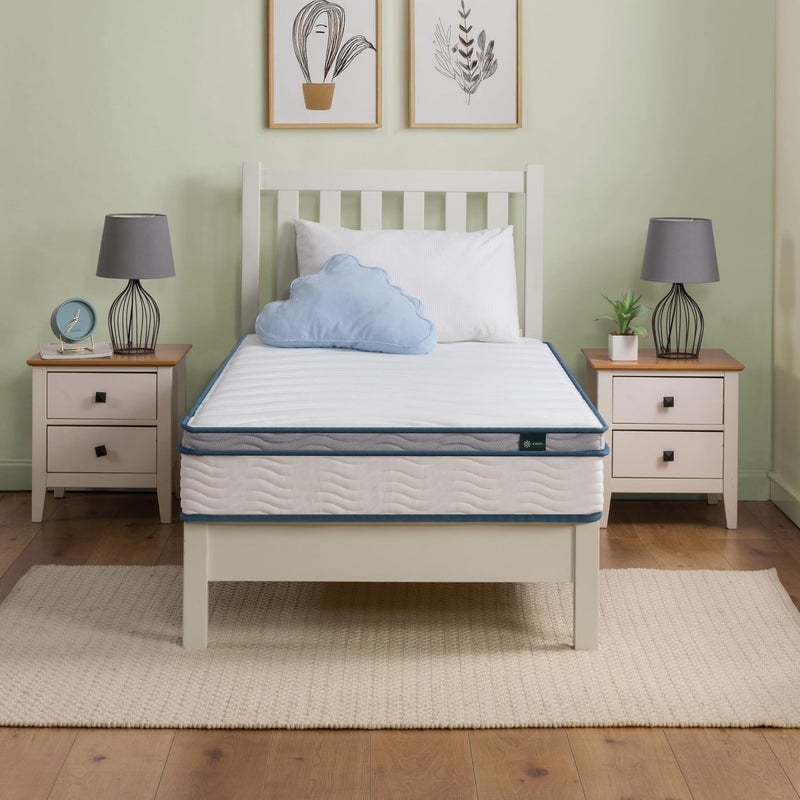 ZINUS 8 Inch Spring Sensation Hybrid Mattress New Version Medium Firm Feel Fiberglass Free Youth and Guest Bedroom Mattress in A Box Twin