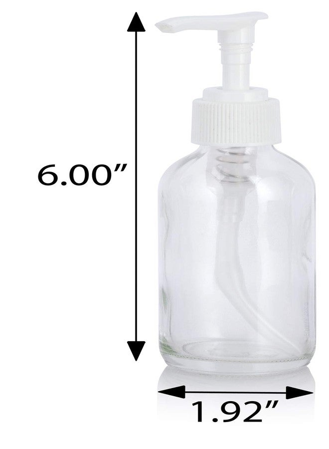 JUVITUS 4 oz / 120 ml Clear Glass Boston Round Bottle with White Lotion Pump (6 Pack) BPA Free Refillable Empty Storage Containers - Image 2