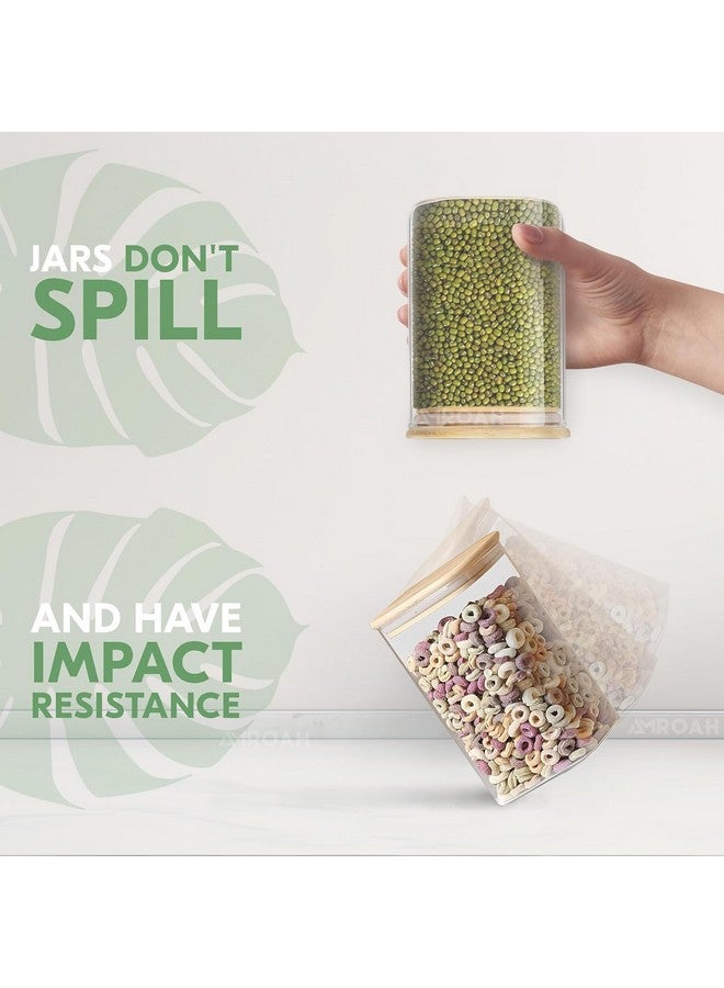 ComSaf Airtight Glass Storage Canister with Wood Lid (39oz-1200 ML), Clear Food Storage Container Jar with Sealing Bamboo Lid for Noodles Flour Cereal Rice Sugar Tea Coffee Beans, Square Set of 4 - Image 4