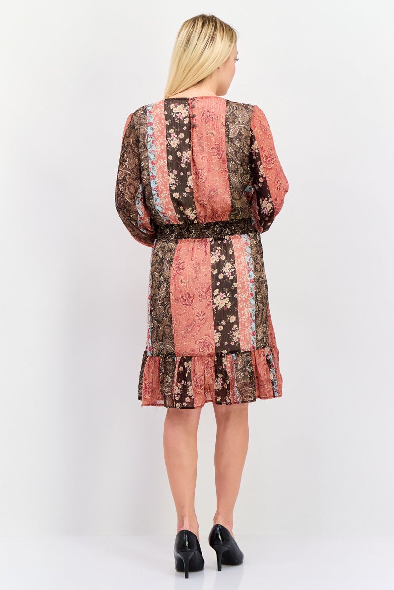 DEX Women Allover Print Midi Dress, Rust - Image 4