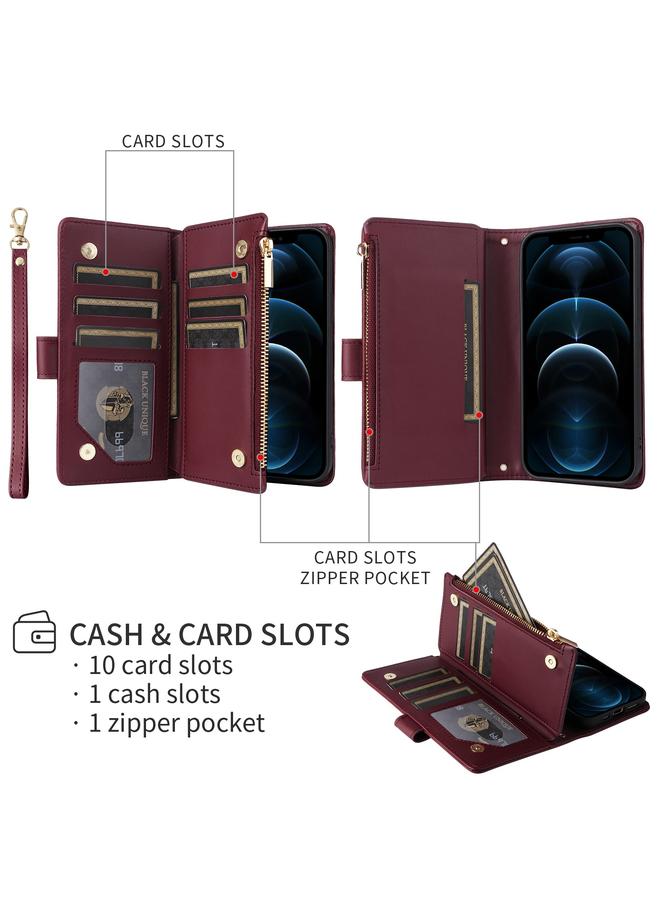 S-TOP Case For iPhone 15 Crossbody Zipper Wallet Rhombus Leather Phone Case - Image 4