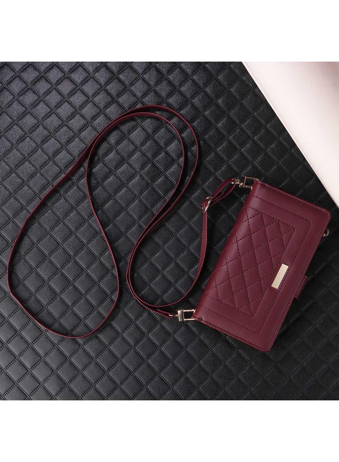 S-TOP Case For iPhone 15 Crossbody Zipper Wallet Rhombus Leather Phone Case - Image 2