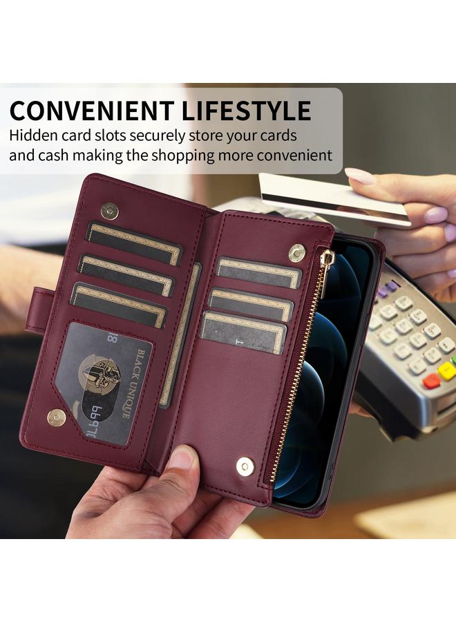 S-TOP Case For iPhone 15 Crossbody Zipper Wallet Rhombus Leather Phone Case - Image 5