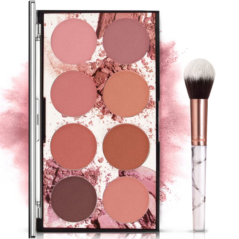 NewBang 8 Colors Blush Palette Matte Mineral Blush Powder Bright Shimmer Face BlushContour and Highlight Blush PaletteProfessional Facial Beauty Cosmetic Makeup Blush