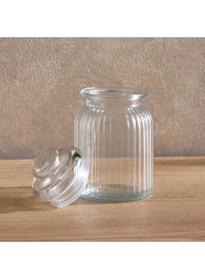 Home Box Essential Ribbed Glass Jar 1000 ml