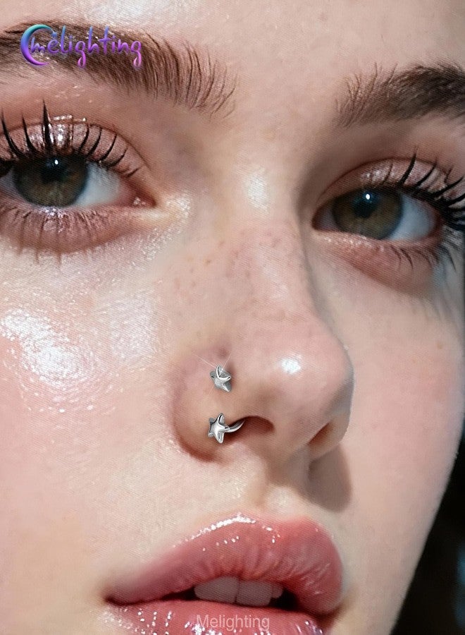 Melighting 20G Horseshoe Nose Ring Hoop 316L Stainless Steel, Threadless Nose Piercing with Piercing Taper Ball Grabber Tool Set, Star Septum Lip Helix Daith Piercing Jewelry for Women 7 mm - Image 4
