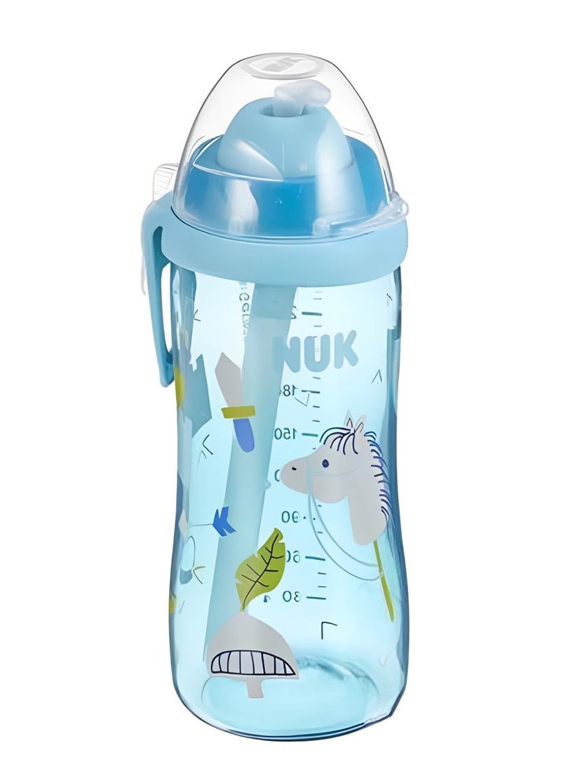 NUK - Flexi Cup with Straw, Assorted - 300ml for babies 12+ months, ventilation holes make it spill-proof and prevent liquid from remaining in the straw - blue - Image 1
