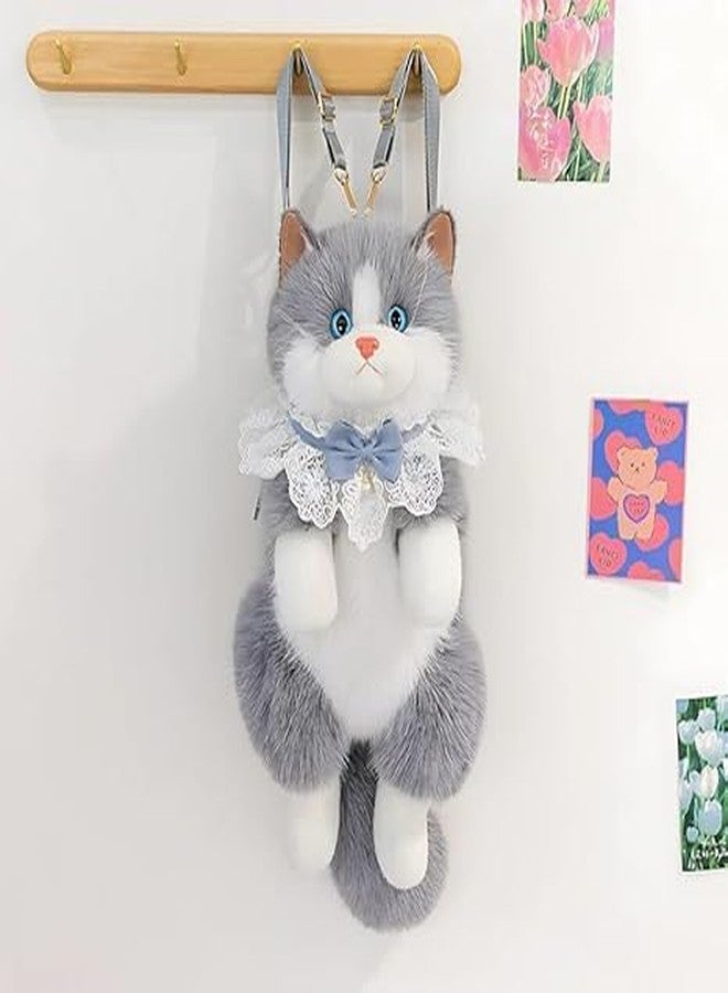 Cute Cat Plush Backpack Purse for Girls & Women | Kawaii Soft Fur Kitty Crossbody Bag | Lightweight Mini Sling Bag | Stylish Cartoon Animal Handbag for Gifts | Random Color - Image 5