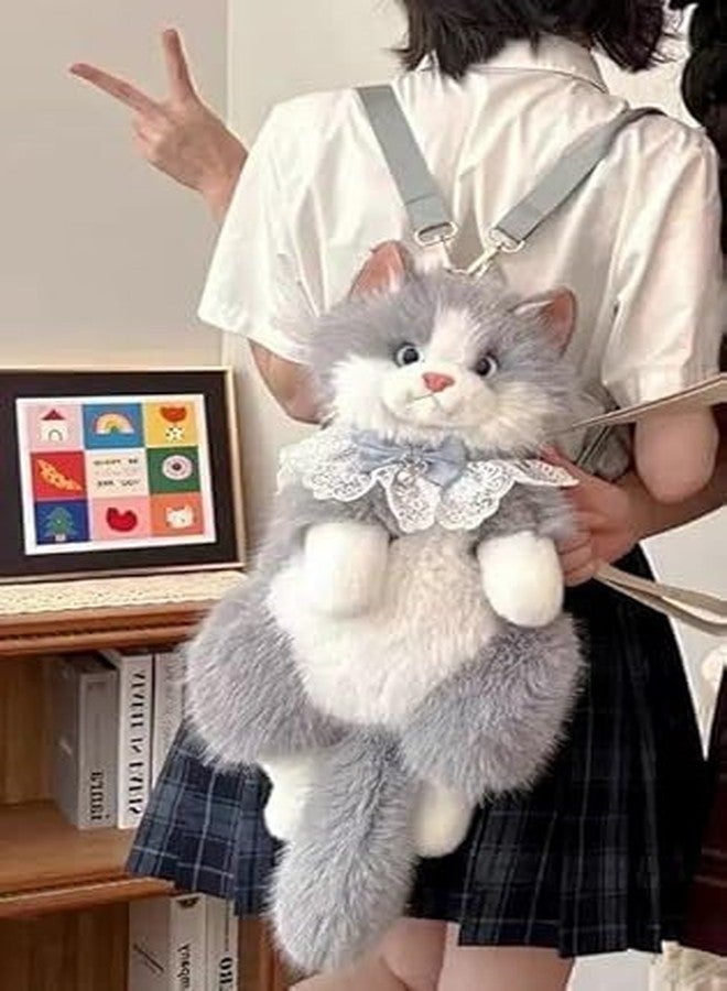 Cute Cat Plush Backpack Purse for Girls & Women | Kawaii Soft Fur Kitty Crossbody Bag | Lightweight Mini Sling Bag | Stylish Cartoon Animal Handbag for Gifts | Random Color - Image 4