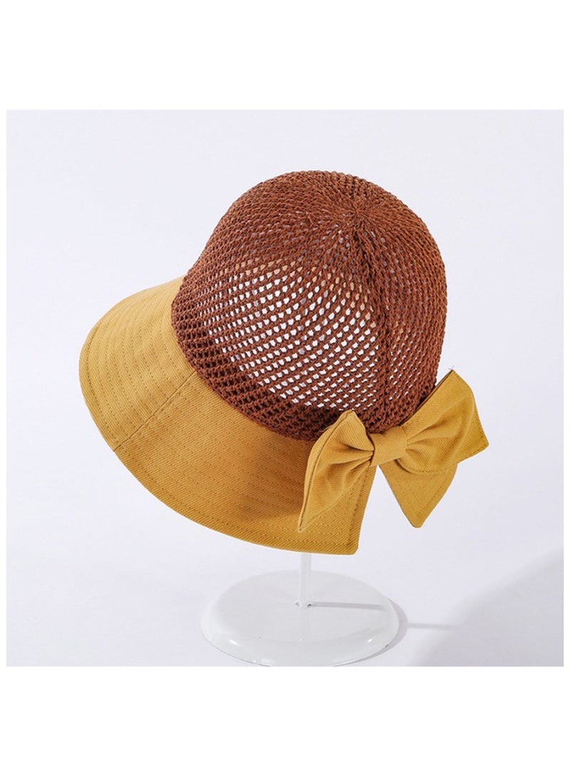 قبعة نسائية للشمس قابلة للطي قبعة شاطئية قابلة للطي قبعة صيفية بعقدة مع حبل للرياح - Image 1