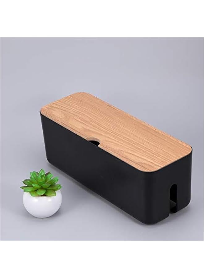 MIXDE 1Pc Power Cord Storage Box Household Plastic Creative Cable Management for Desktop Home Black - Image 2