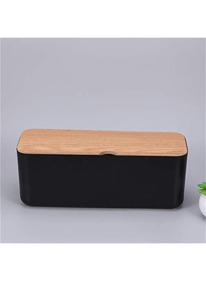 MIXDE 1Pc Power Cord Storage Box Household Plastic Creative Cable Management for Desktop Home Black - Image 3