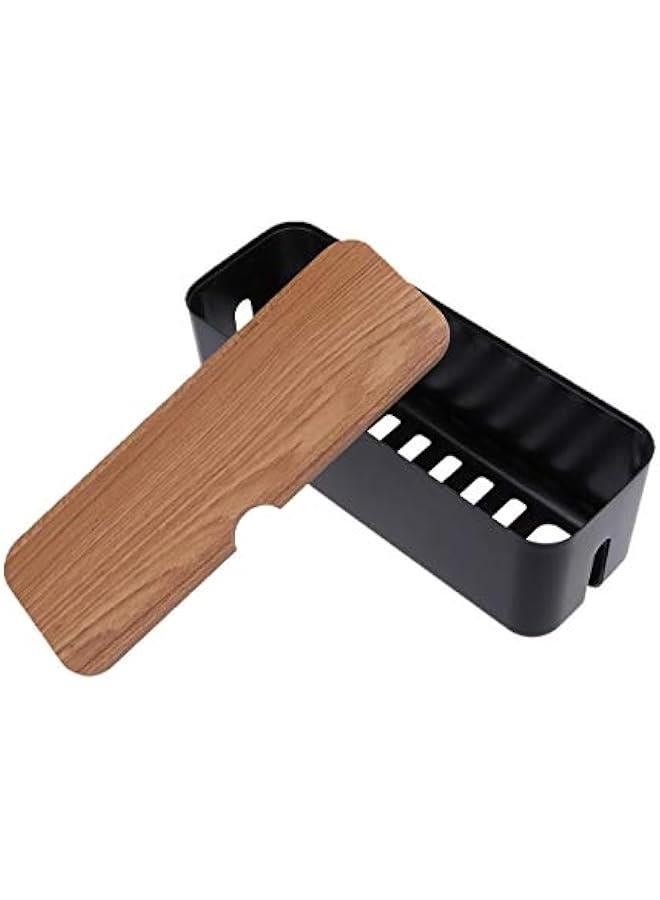 MIXDE 1Pc Power Cord Storage Box Household Plastic Creative Cable Management for Desktop Home Black - Image 5