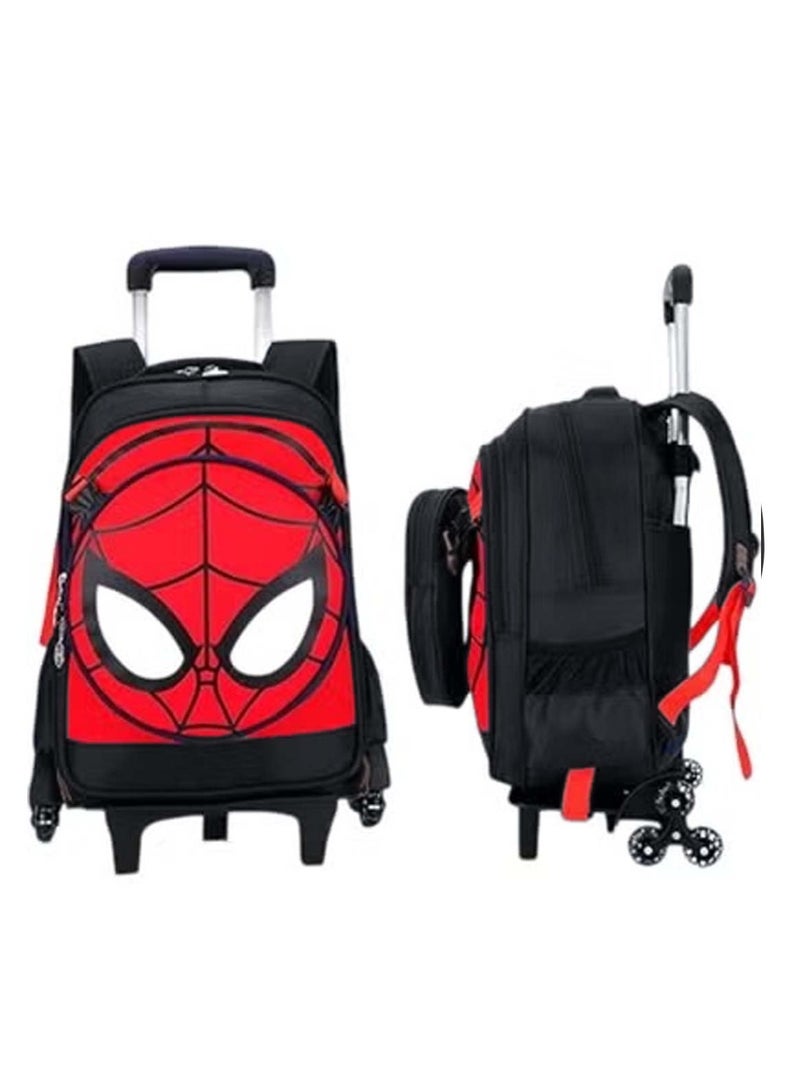 Huitich Black Spider-Man Style Rolling Trolley School Bag  - Image 1