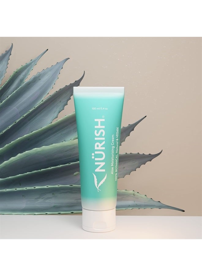 NURISH Moisturizing Cream | Natural & Vegan | Body & Face Moisturizer for all Skin Type | Non-Comedogenic | Use 1/4 as much as other creams for Best Results | Heals Dry Cracked Skin | 3.4 Ounce
